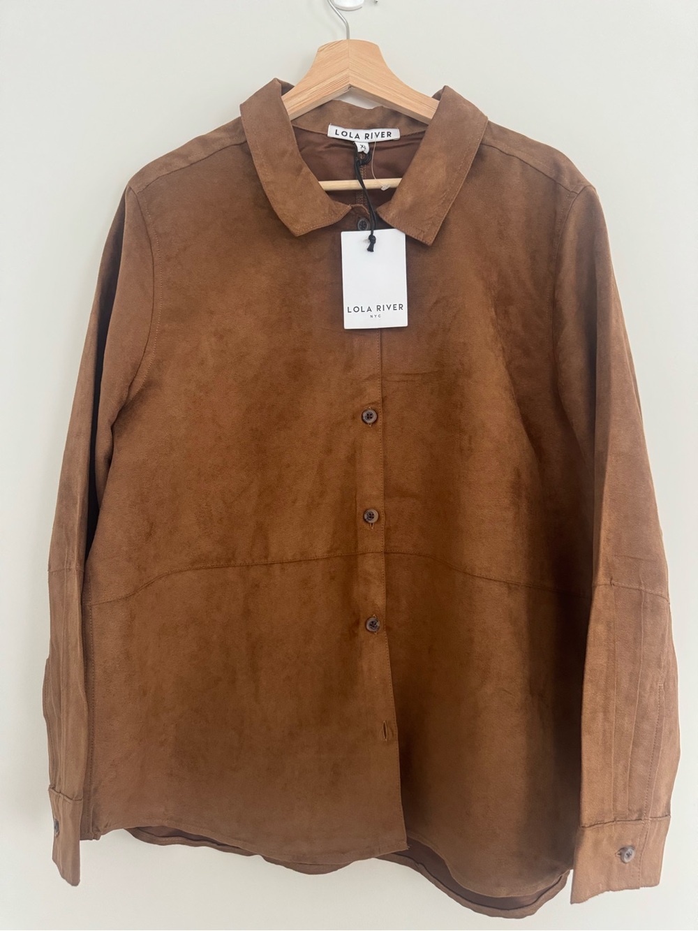 NWT- Women's Brown Suede Button-Front Faux Suede Jacket/Blouse/Button down shirt - Picture 6 of 15